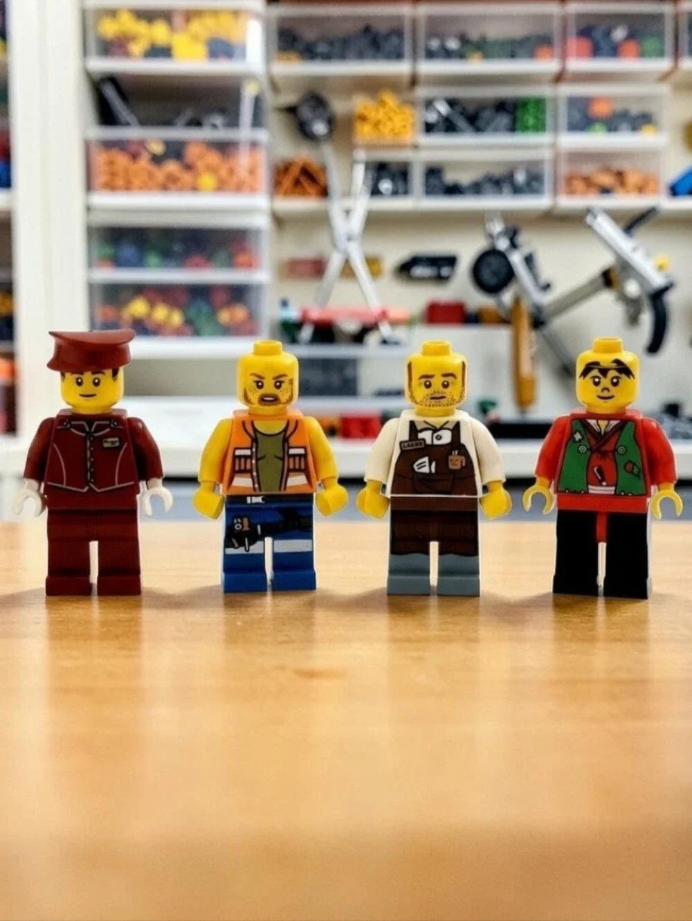 (Lot Of 4)LEGO Assorted Miniature Figure Pilot/Jungle Worker/Café Barista/Ninja